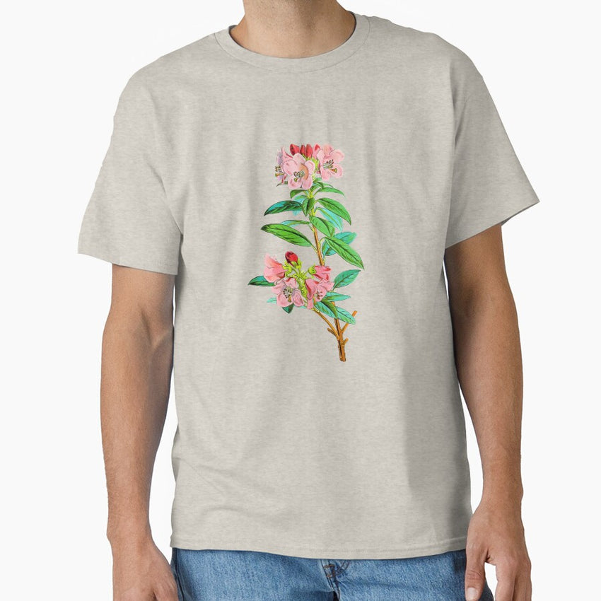 Pink Vintage Flower Illustration Classic T-Shirt