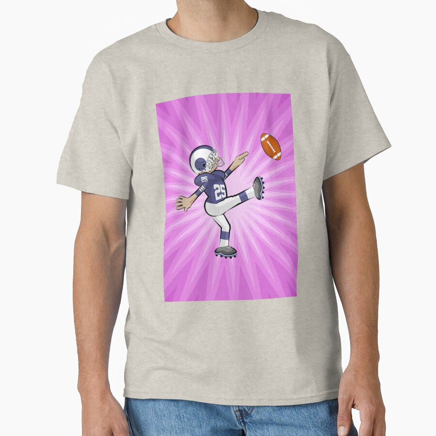 American football boy kicking the ball Classic T-Shirt
