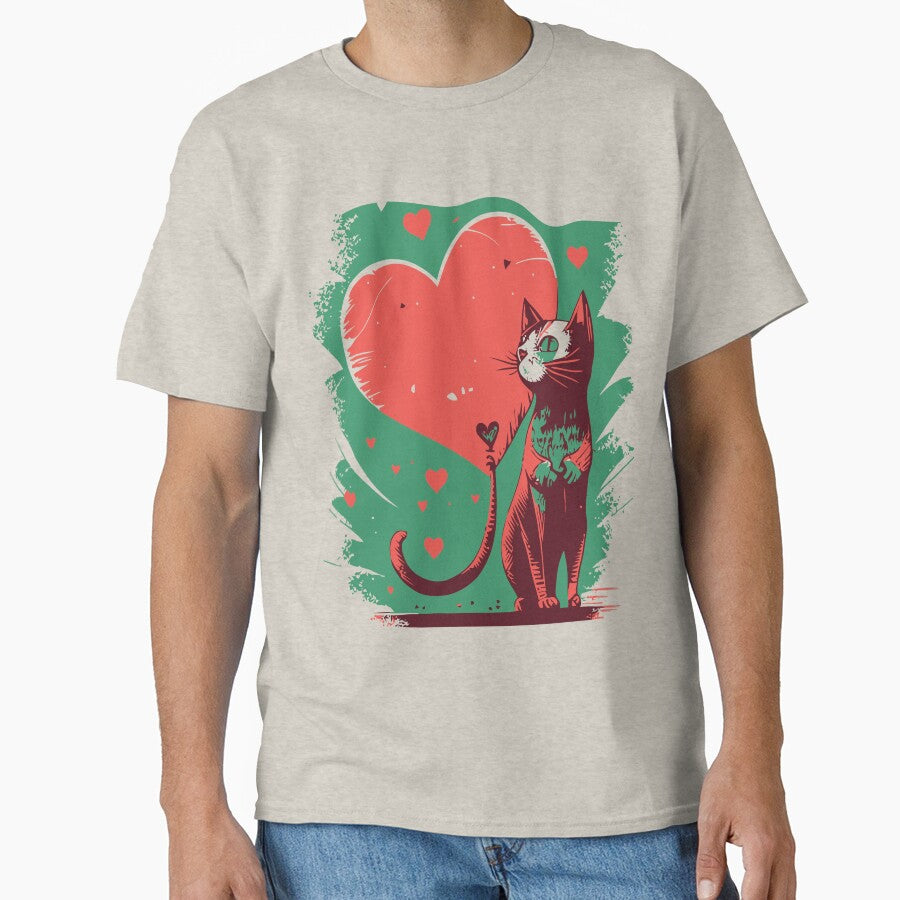 Adorable Kitty Cat Couple Valentine Valentines Day Design Classic T Shirt