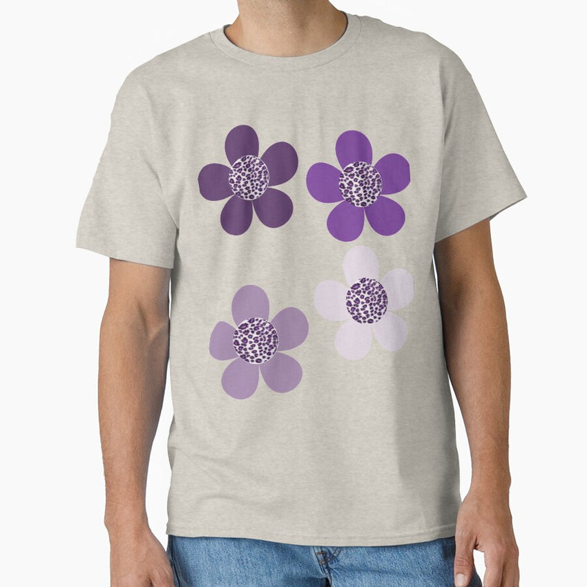 Purple Leopard Animal Bib Flowers Classic T-Shirt