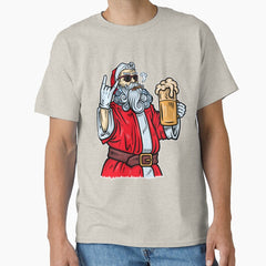 Bad Santa Claus Rock Beer And Cigar Classic T Shirt
