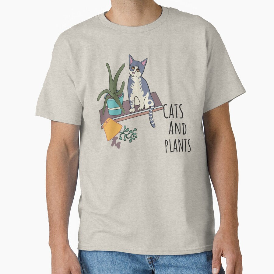 Cat and plants on shelf Classic T-Shirt