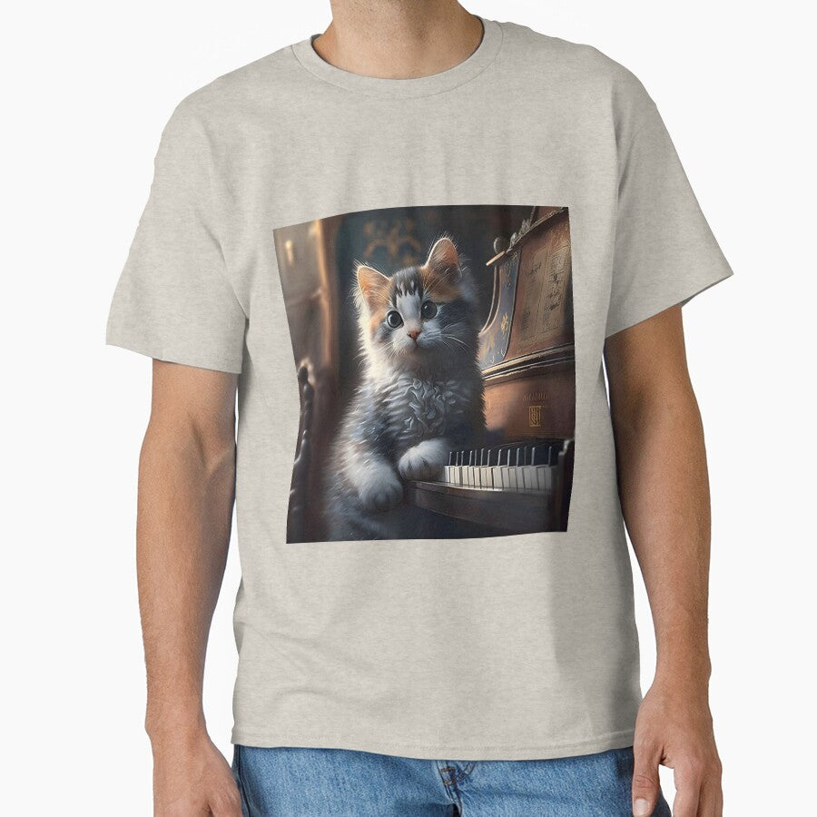 Cat playing piano Classic T-Shirt