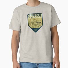 Adventure Awaits For You Emblem With Beautiful Landscape Classic T Shirt