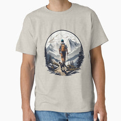 Adventure Awaits Hiker And Dog In The Mountains Classic T Shirt