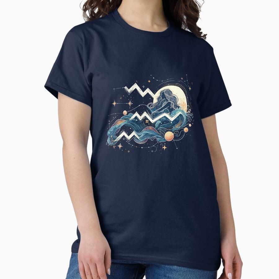 Aquarius zodiac sign Air symbol with Planets Classic T-Shirt
