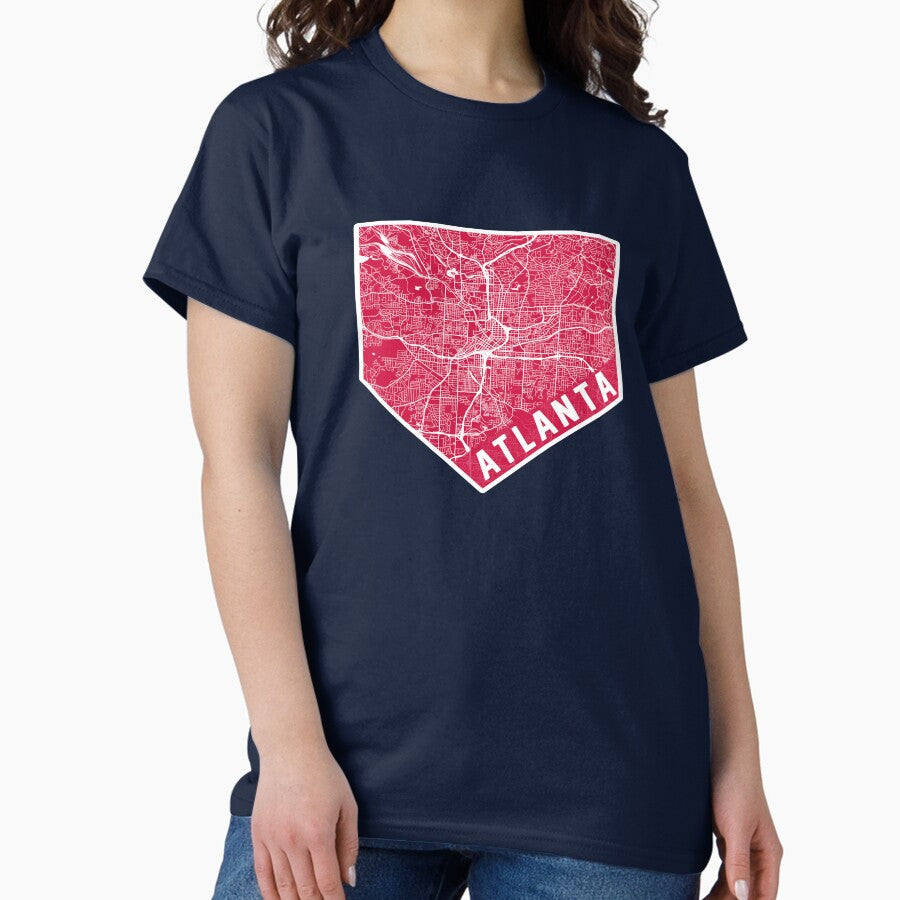 Atlanta Map on Baseball Home Plate | ATL is Home Classic T-Shirt