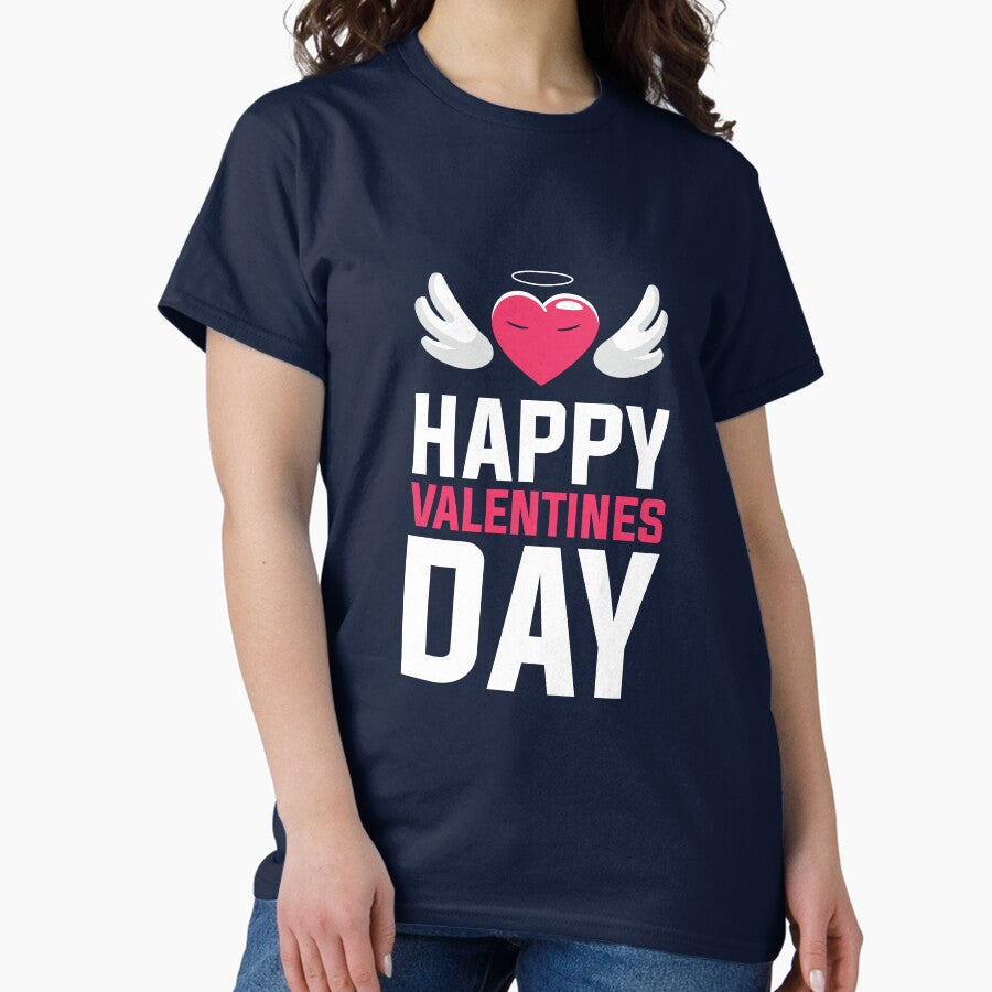 Happy Valentines Day Winged Heart Valentines Day Classic T Shirt