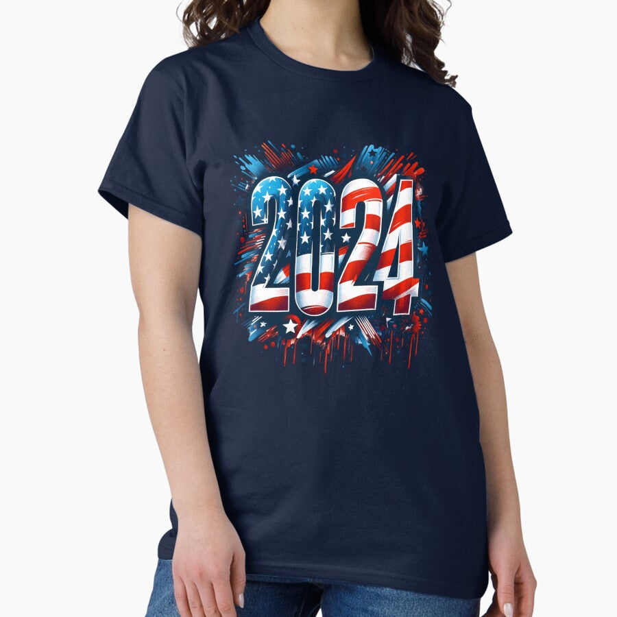 American Flag Usa 2024 Watercolor Classic T Shirt