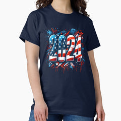 American Flag Usa 2024 Watercolor Classic T Shirt