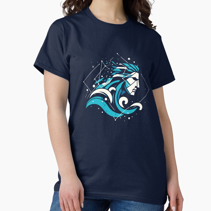 Aquarius zodiac sign water Abstract minimal Classic T-Shirt