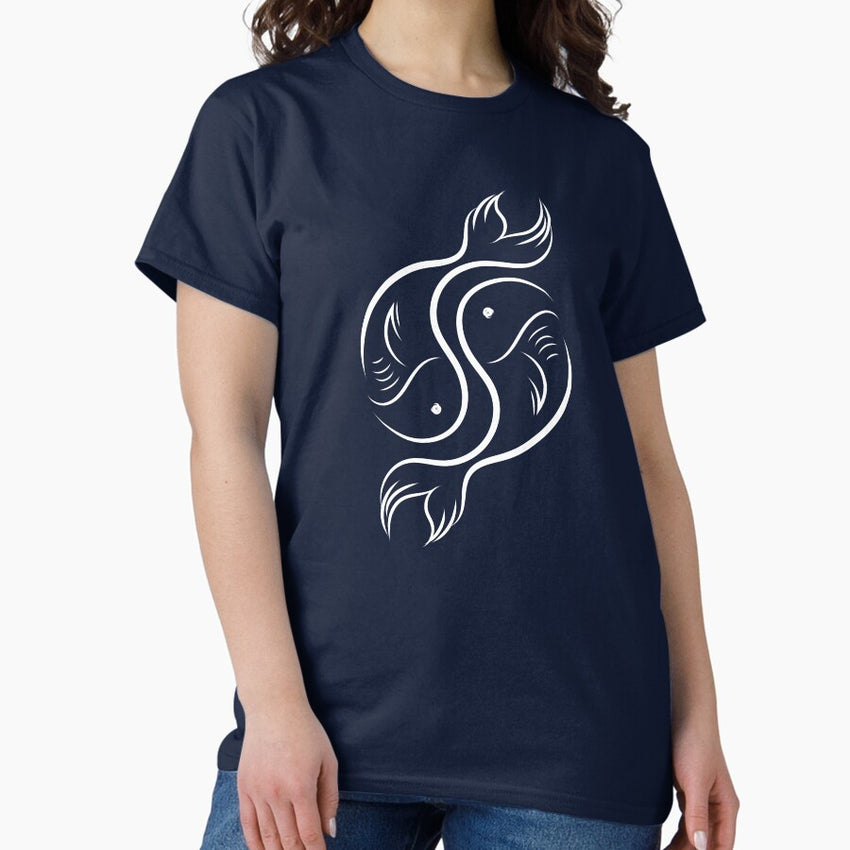 Pisces Sign On Navy Background Classic T-Shirt