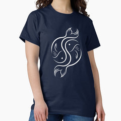 Pisces Sign On Navy Background Classic T-Shirt