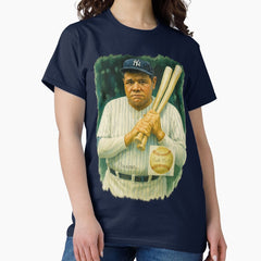 Babe Ruth Great Bambino Baseball Legend Art – Vintage Yankees Print with Signed Ball Classic T-Shirt