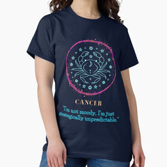 Sparkly Cancer zodiac- Horoscope star Sign Theme on blue back ground3 Classic T-Shirt