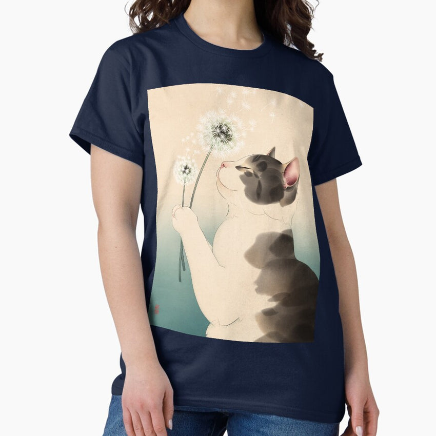 Cat Making Wish with Dandelions Classic T-Shirt