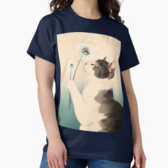Cat Making Wish with Dandelions Classic T-Shirt