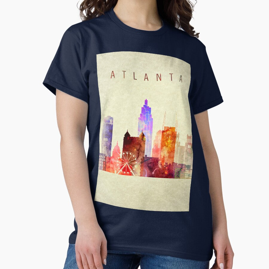 Atlanta Art Cityscape Atlanta Georgia Skyline City Typography Art Decoration Classic T Shirt