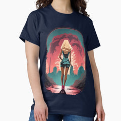 Barbenheimer Oppenheimer 2023 Vintage Poster Nuclear Explosion And Blonde Girl Classic T Shirt