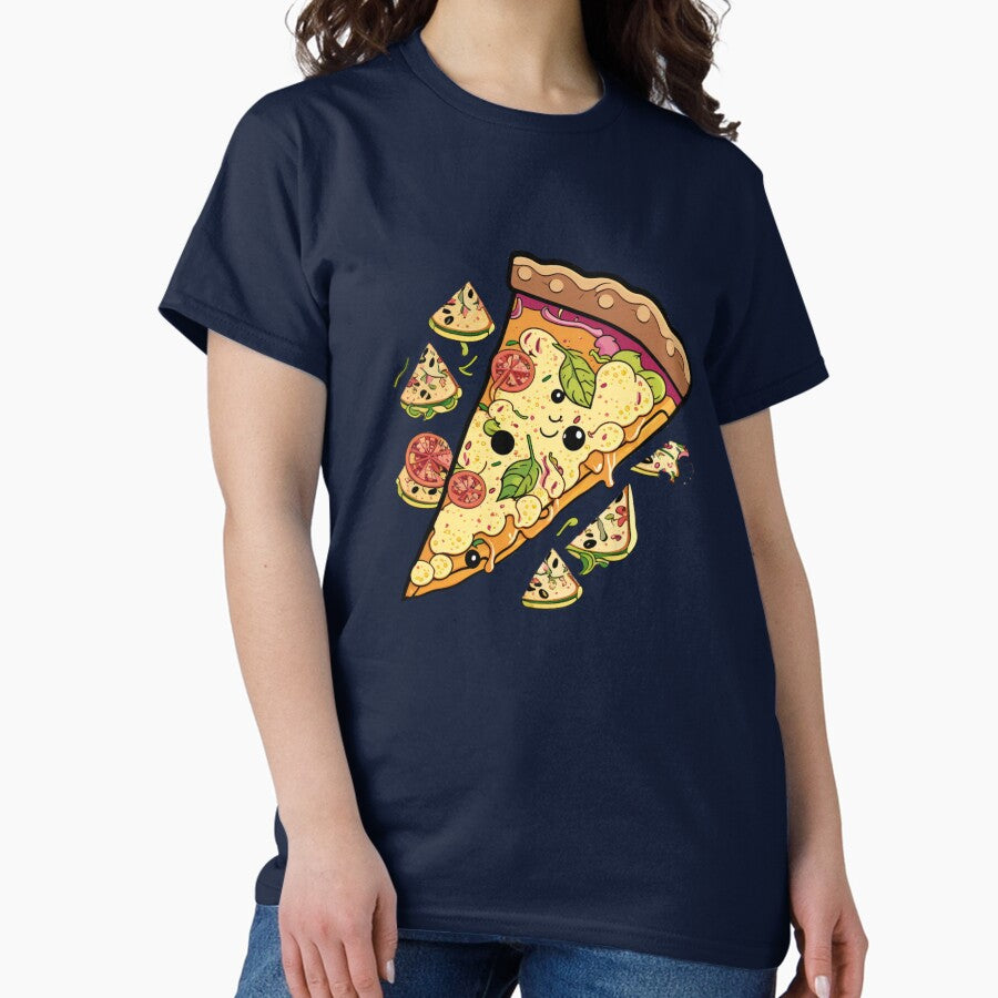 cute pizza slice cartoon style Classic T-Shirt