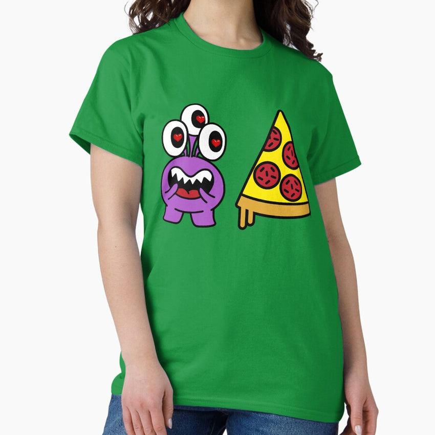 Alien Loves Eating Pizza Classic T-Shirt