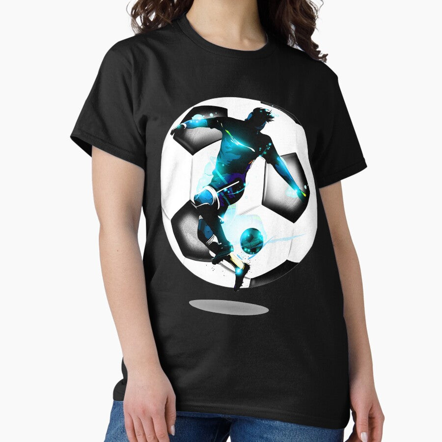 Australian Football, Soccer Silhouette in Blue Design Classic T-Shirt