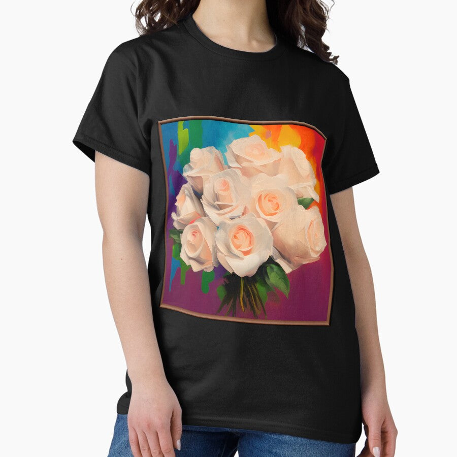 Pink Rose Flower Oil Painting | Flower Art | Flower Art | Flower Oil Painting | Gift for Art Lover | Gift for Flower Lover Classic T-Shirt