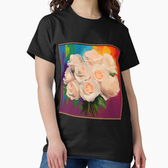 Pink Rose Flower Oil Painting | Flower Art | Flower Art | Flower Oil Painting | Gift for Art Lover | Gift for Flower Lover Classic T-Shirt