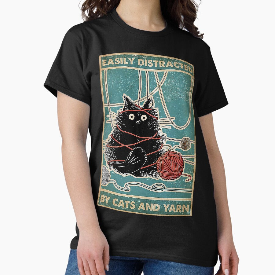 Cat Easily Distracted By Cats And Yarn Classic T-Shirt