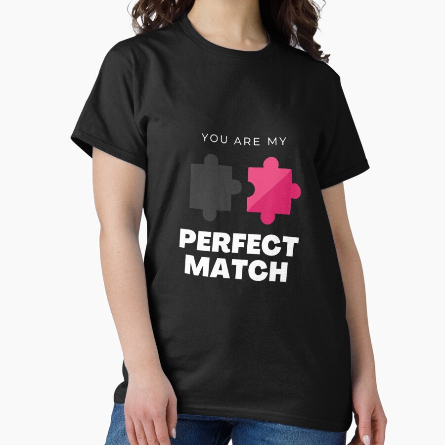 Puzzle Pieces You Are My Perfect Match Dark Background Classic T Shirt