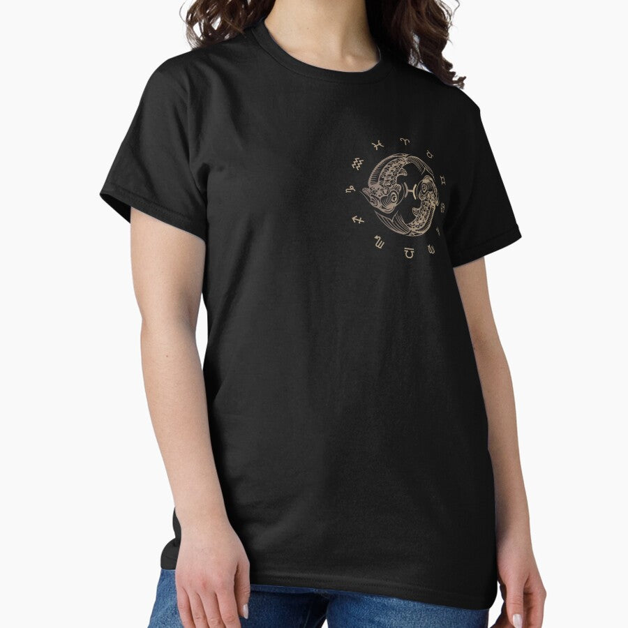 Zodiac Pisces in sepia color Classic T-Shirt