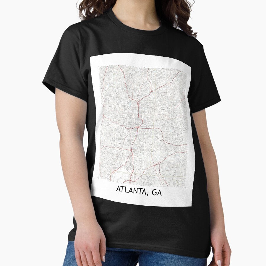 Atlanta Ga Quad Topographical Map Clean Classic T Shirt