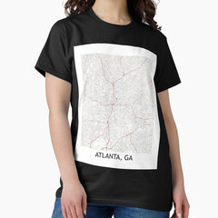 Atlanta Ga Quad Topographical Map Clean Classic T Shirt
