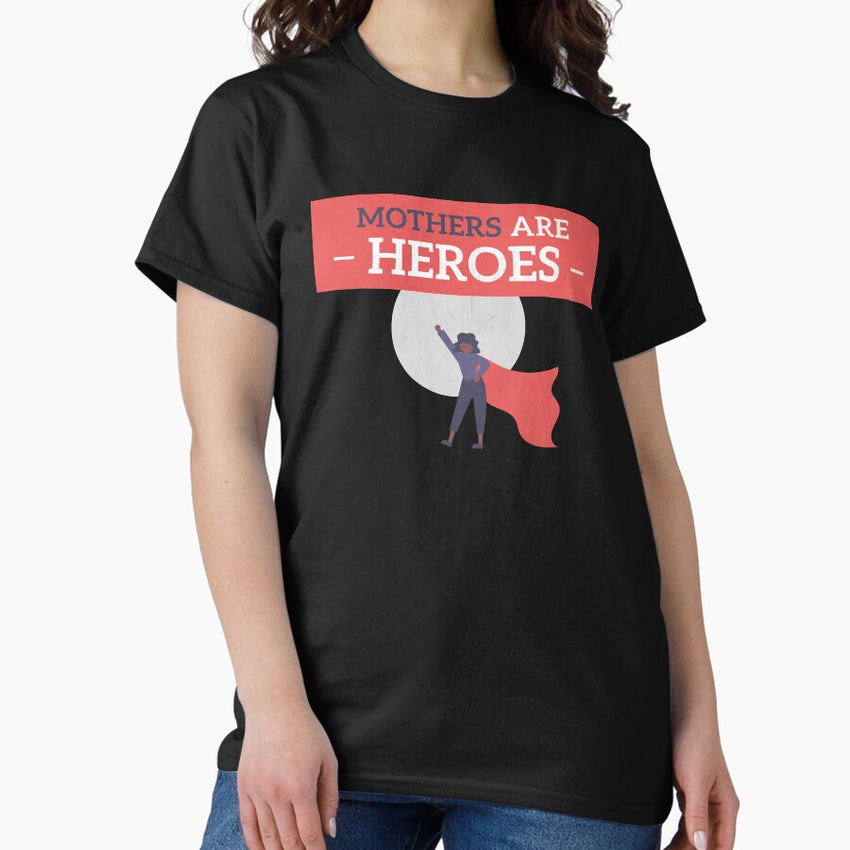 Abstract superhero woman mother red cape moon illustration Classic T-Shirt