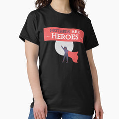 Abstract superhero woman mother red cape moon illustration Classic T-Shirt