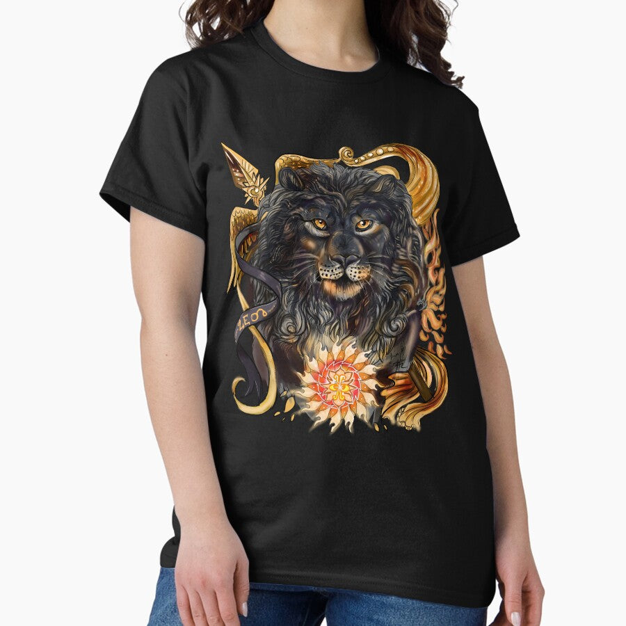 Zodiac Sign Leo Black Lion Art Classic T-Shirt