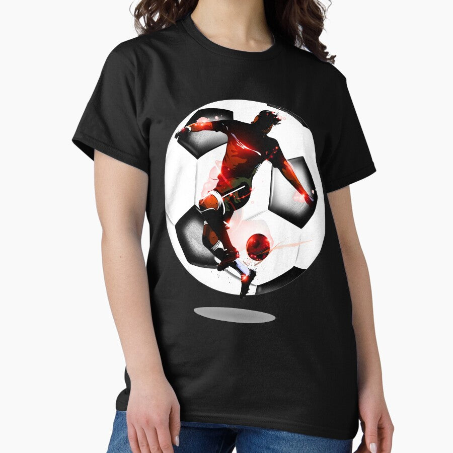 Australian Football, Soccer Silhouette in Red Design Classic T-Shirt