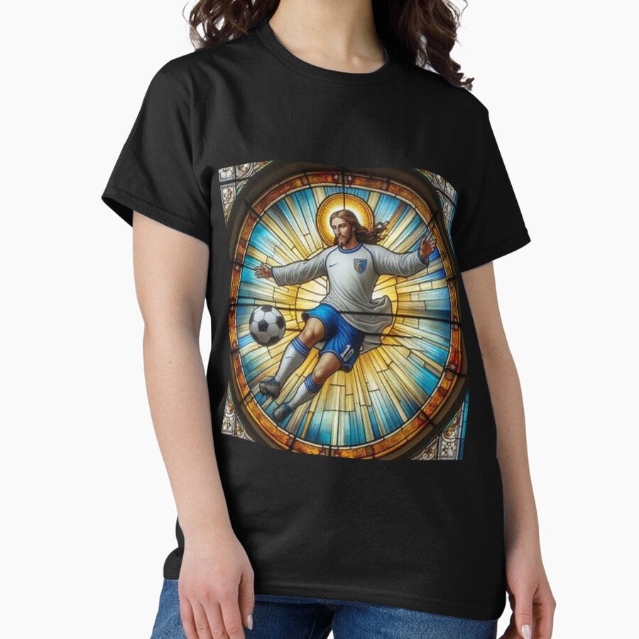 "JESUS PLAYING SOCCER PICTURE". JESUS FOOTBALL Classic T-Shirt