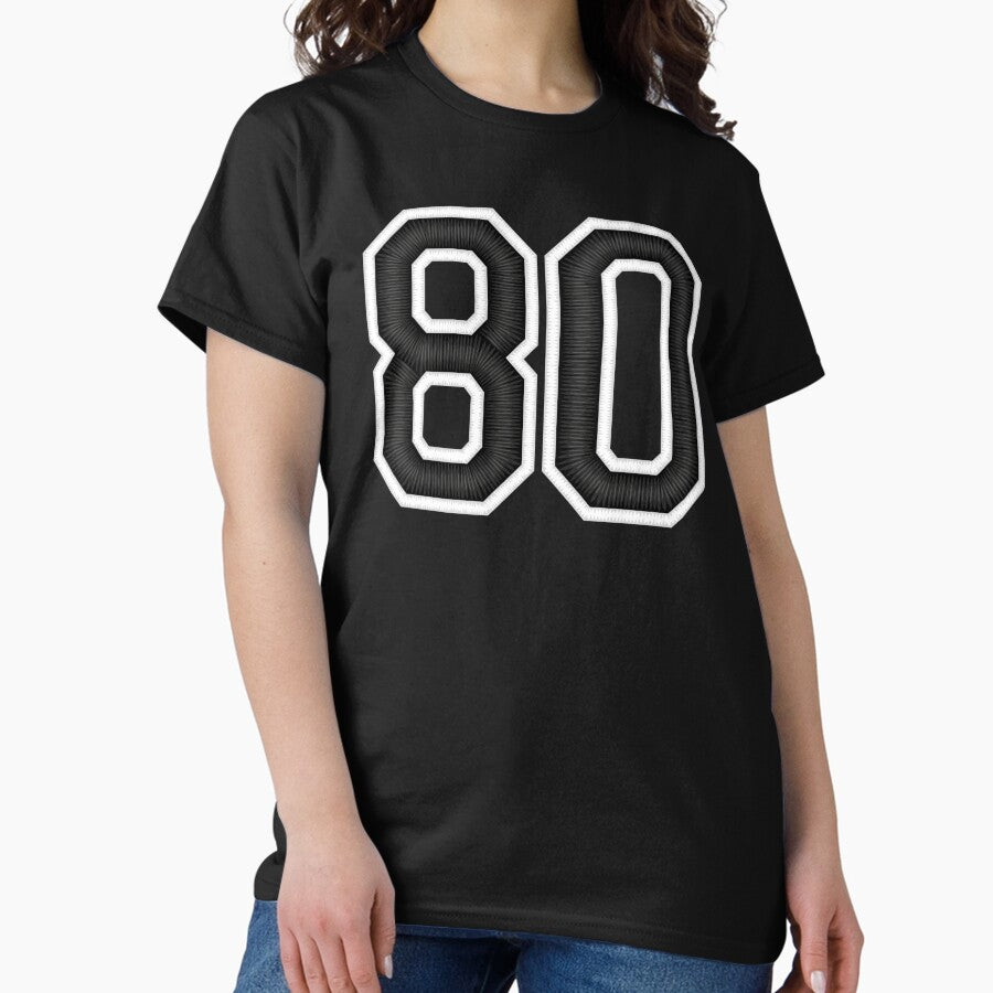 80 Black Jersey Sports Number eighty Football 80 Classic T-Shirt