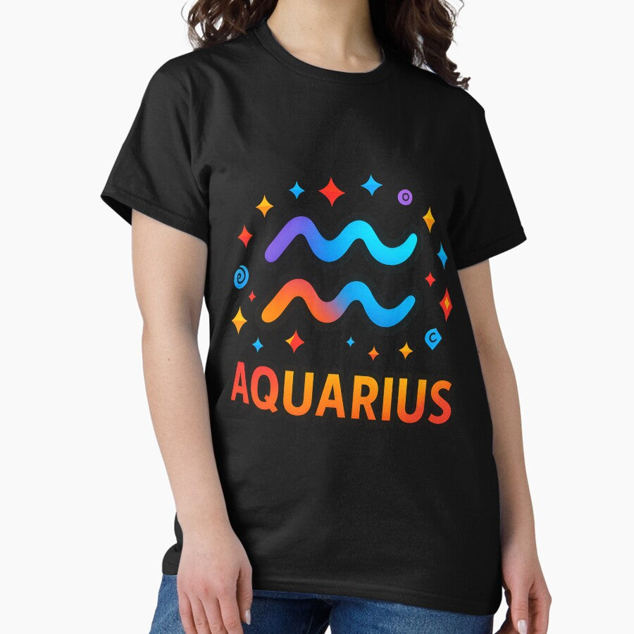 Aquarius Zodiac Sign Innovative Unique Star Sign Design 2 Classic T Shirt