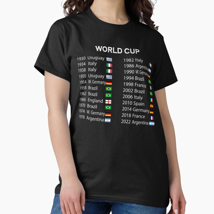 All Time World Cup Winners List, Soccer Lovers Gift Classic T-Shirt