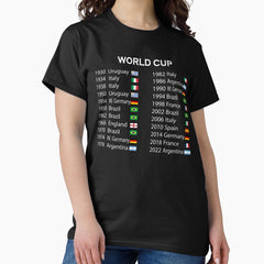 All Time World Cup Winners List, Soccer Lovers Gift Classic T-Shirt