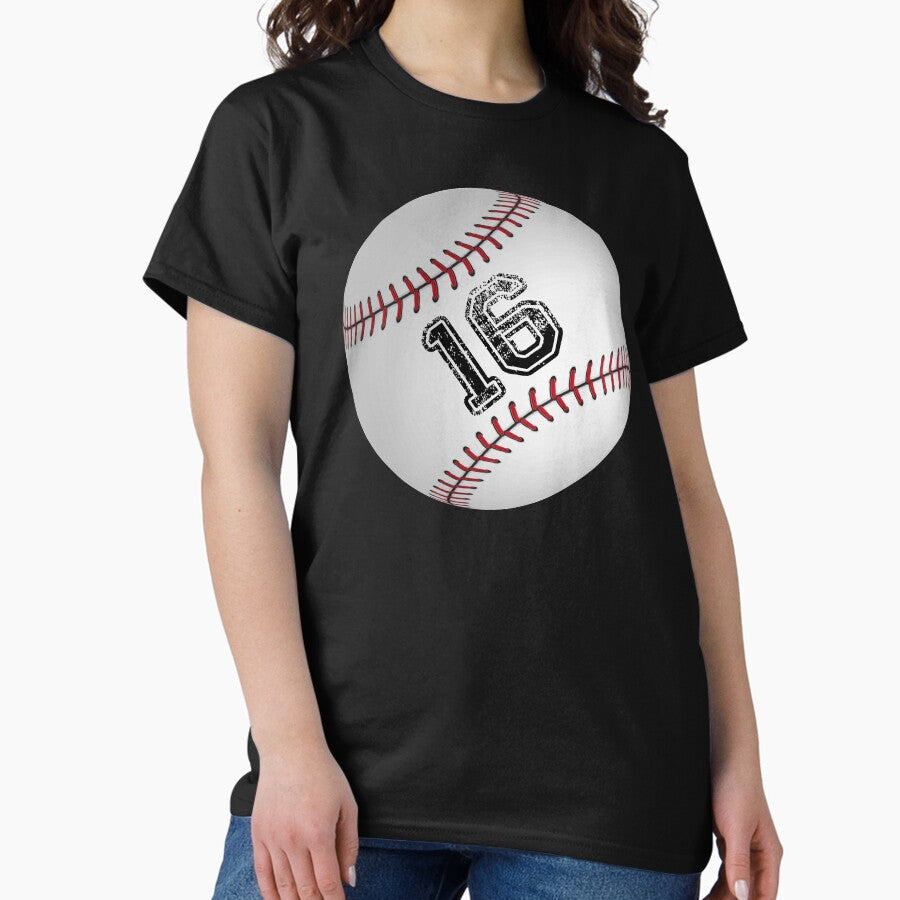 Baseball ball number 16, sixteen Classic T-Shirt