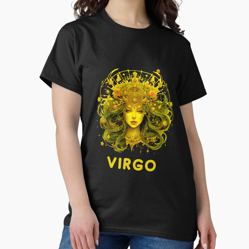 Florescent Virgo Zodiac- Horescope/SunSign Theme on navy black back ground Classic T-Shirt