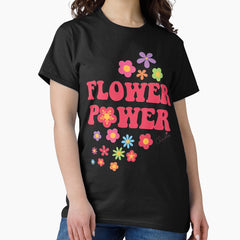 Colorful Flower Power Seamless Pattern Print Classic T-Shirt