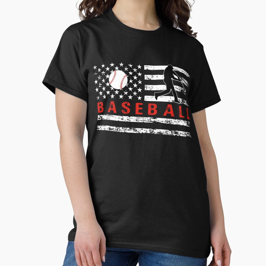 Baseball American Flag Fun Baseball Fan Classic T-Shirt