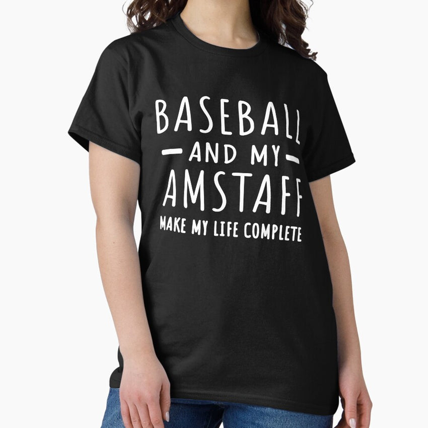 Baseball and Amstaff: Dog and Sports Lover Classic T-Shirt