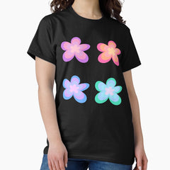 Neon Retro Rainbow Flower Pattern Pack Classic T-Shirt