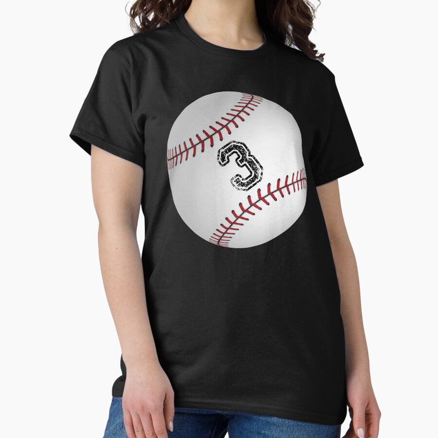 Baseball ball number 3, three Classic T-Shirt