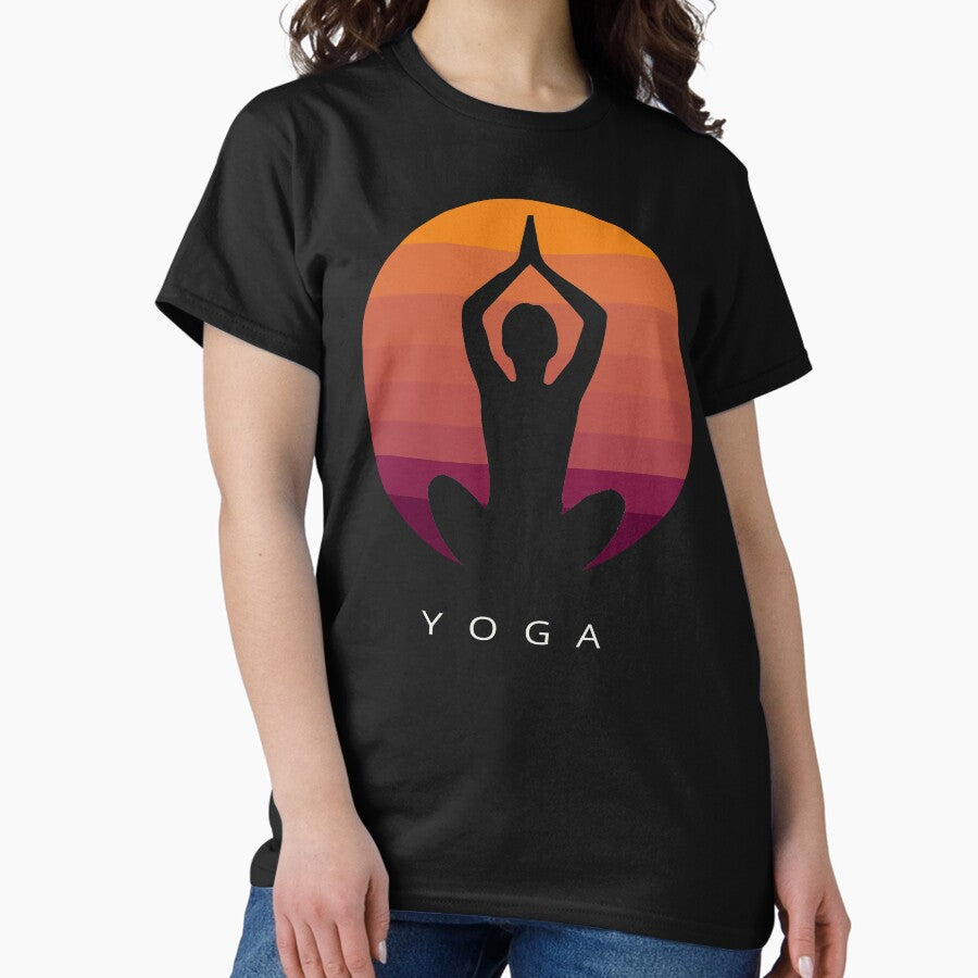 70S Retro Vintage Style Yoga Art Design Classic T Shirt